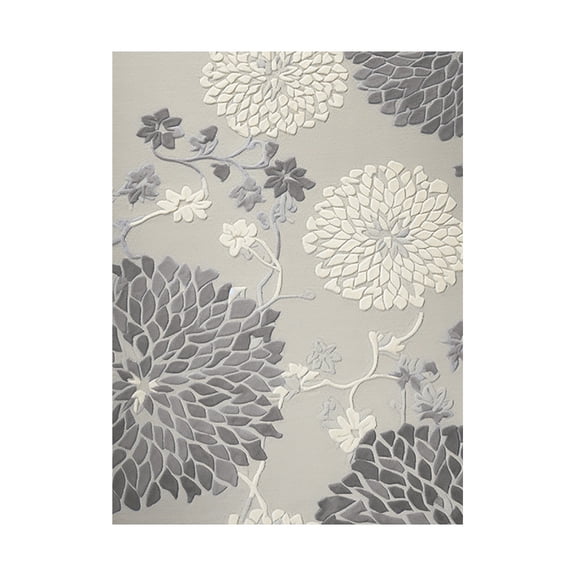 Riforla Floral Pattern Washable Indoor and Outdoor Rug, Light Gray, 3 Sizes, Easy to Clean, 4 Color Count