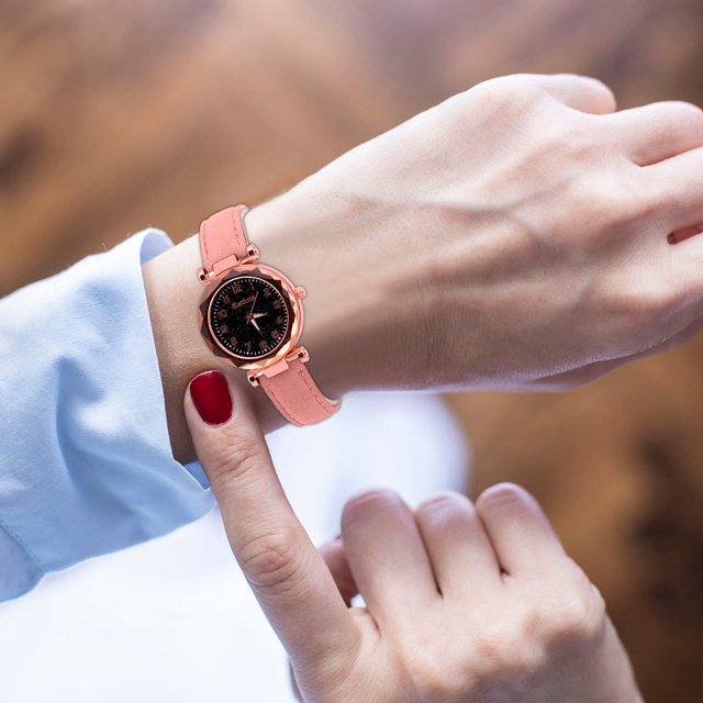 WIFKLSIIPG Quartz Watch Ladies Watch Digital Starry Sky Luminous Belt Watch Women's Watch