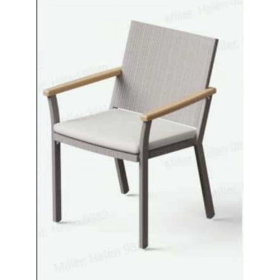 SONGMICS HOME Sencillo Collection - Dining Chair, Armchair, Patio Chair, with Faux Wood Armrests, Modern and Transitional Style,Gray and Beige
