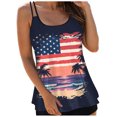 thumbnail image 1 of NIEWTR Tankini Hauts pour Femmes Bretelles Spaghetti Contrôle du Ventre Haut de Maillot de Bain Drapeau Américain Graphique Haut de Maillot de Bain (Rouge, P), 1 of 5
