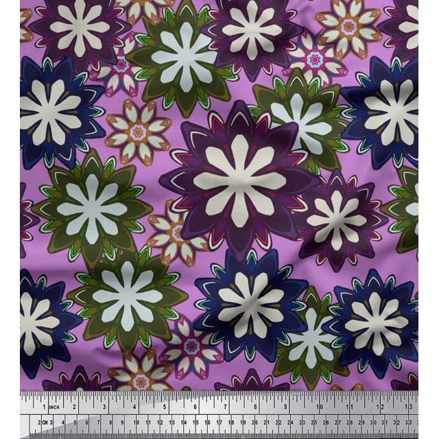 Soimoi Rayon Fabric Artistic Floral Print Sewing Fabric Yard 56 Inch Wide