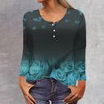 thumbnail image 2 of IROINID T-Shirt à Manches Longues en Polyester Réduit pour Femmes, Imprimé Quotidien, Respirant, Col Rond, Bleu Ciel, 2 of 5