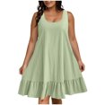 thumbnail image 3 of Sentmoon Robes Midi pour Invitées de Mariage Été Couleur Unie Sans Manches Col Ras du Cou Robe Maxi pour Femmes Coupe Ample Grande Taille pour Quotidien et Déplacement Vert Menthe XXXXXL, 3 of 8