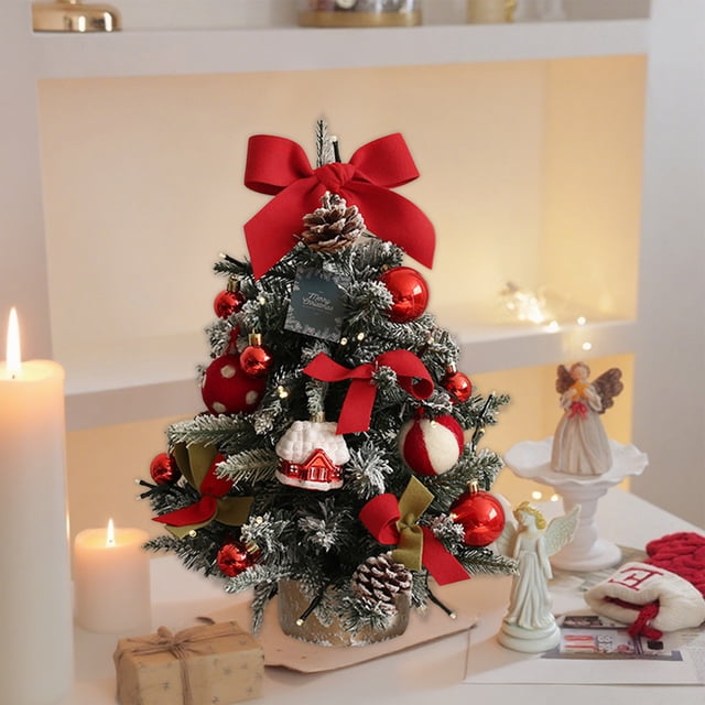 Birdeem Arbre de Noël Lumineux, 45cm Pré-Éclairé avec Lumières Led, Mini Décoration de Bureau pour Maison Bureau Fête Festival