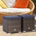 thumbnail image 1 of Costway 2 Pcs Poufs de Patio en Rotin Table d'Appoint Coffre de Rangement Repose-Pieds avec Coussins Bleu Marine, 1 of 10