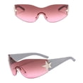 thumbnail image 1 of Fashion Men Women Star Wrap Around Sunglasses Cycling Rimless Futuristic Sunglasses, 1 of 4