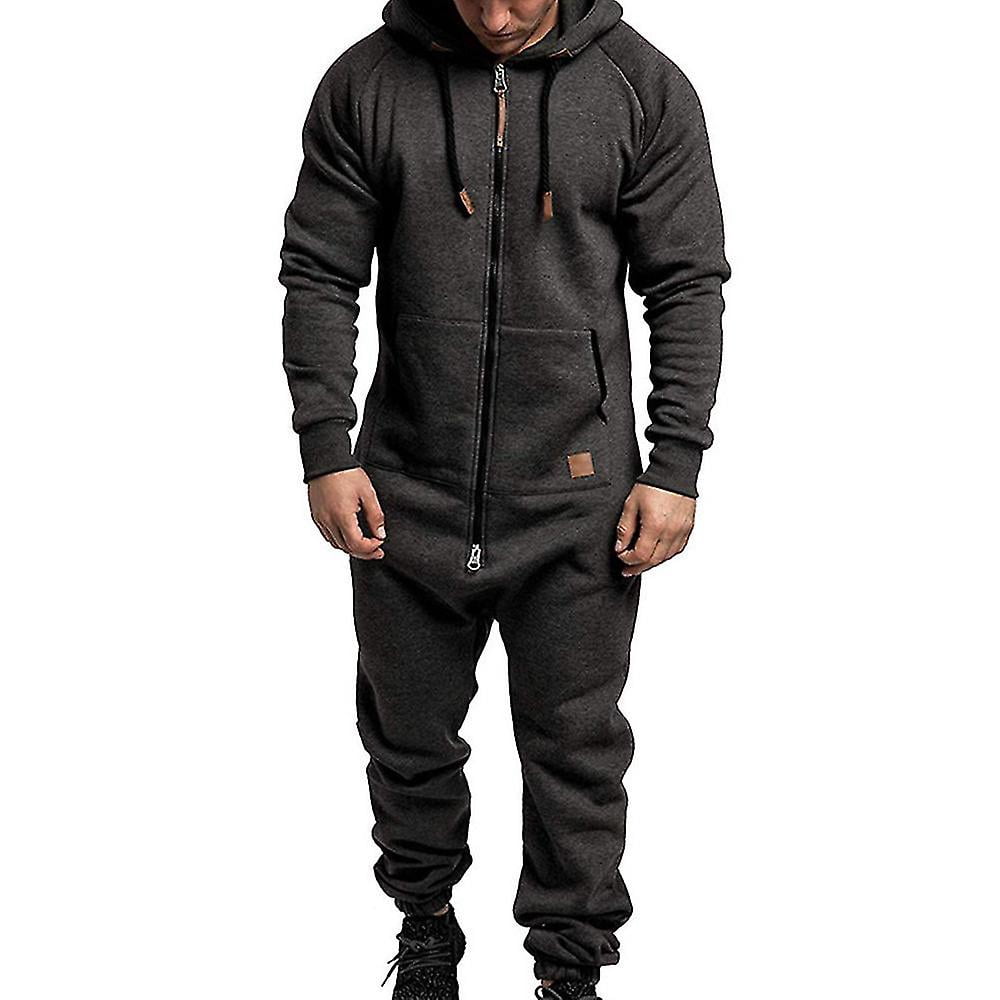 Aiouniya Combinaison à Capuche Zippée pour Homme, Décontractée, Hiver, Barboteuse à Capuche, Barboteuse
