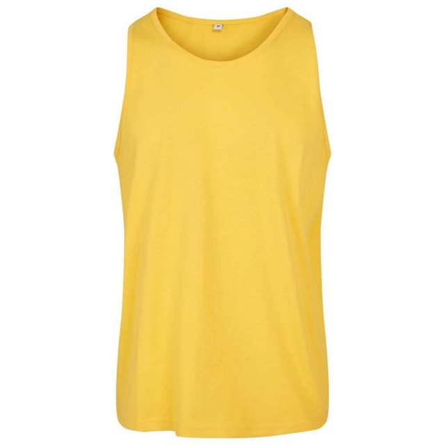 Build Your Brand Débardeur Basique pour Homme au design Jaune Uni, Fabriqué en 100 % Coton avec un Seul Tricot jersey. Comprend une Encolure Ras du Cou, des Manches Sans Manches à Insérer et un Matériau Léger de 140 G/m2, Idéal pour l'Été, l'Entraînement Ou la Personnalisation comme la Broderie et l'Impression en Flocage.