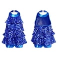 thumbnail image 1 of TiaoBug Robe Mini Sans Manches à Sequins Brillants avec Franges pour Filles, Robe de Salsa de Jazz Latin, Robe de Rumba Unitard Bleu Royal 8, 1 of 6