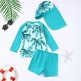 thumbnail image 4 of TOOYOU Baby Boys Swimsuit Swimwear Set Tropical Print Swim Trunks Rash Guard Hat 3 Piece Outfit For Beach Pool Practical And Durable Bathing Suit For Child Size 3-6 Months,Sky Blue, 4 of 6