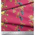 thumbnail image 3 of Soimoi Pink polyester Crepe Fabric Black Berry & Yellow Sparrow Bird Print Fabric by Yard 52 Inch Wide, 3 of 3