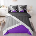 thumbnail image 1 of YST Purple and Grey Patchwork Geometric Bedding Set, 7-Piece, Queen, Rustic Hotel, Triangle, 1 of 5