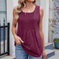 thumbnail image 2 of hotojiny Hauts Grande Taille pour Femmes 2025 Débardeur Plissé Fluide à Col Rond Tendance Blouse Décontractée Habillée Unie, 2 of 6