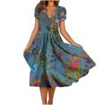 thumbnail image 1 of QIPOPIQ Robes pour Femmes pour Invitées de Mariage Fête Manches Courtes Imprimé Col en V Mi-Été Robe Longueur Cuisse Robes Robe Tendance Offres 2023, 1 of 6