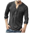 thumbnail image 1 of Pompotops Man V Neck Long Sleeve Shirts Button On Slim for Shirt Leisure Solid Color Top on Sale, 1 of 6