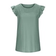 thumbnail image 4 of Plus Size Summer Tops for Women Crochet Crewneck Ruffle Shorts Sleeve T Shirts Loose Blouses, 4 of 7
