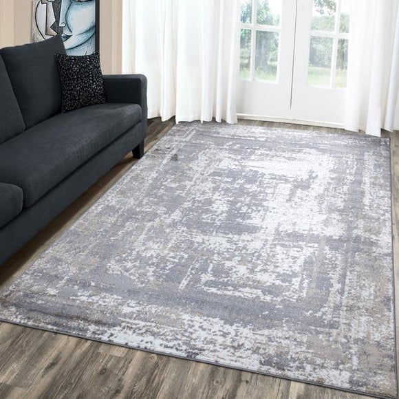 A2Z Monaco 1938 Modern Designer Beige & Grey Hallway Runner Soft Area Rug Tapis Carpet (5x7 7x9 8x10)