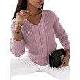 thumbnail image 3 of LUXUR Chandails Tricotés Épais pour Femmes Chandail Chic Rose G, 3 of 3