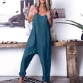 thumbnail image 2 of Combinaison Décontractée Ample et en Vrac pour Femme avec Poches, Combinaison Mode, Pantalon, Salopette, Combinaison en Coton et Lin, 2 of 7
