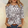 thumbnail image 1 of Hauts à Manches 3/4 pour Femmes Été Mode pour Femmes T-shirt Ample Imprimé Blouse à Manches 3/4 Col Rond Hauts Décontractés Blouses pour Femmes en Liquidation, 1 of 5