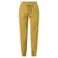 thumbnail image 4 of RKSTN Womens Pants Woman Solid Color Cotton And Linen Drawstring Elastic Waist Long Straight Pants Soft Loose Straight Leg Hiking Pants, 4 of 4