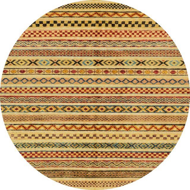 Ahgly Company Indoor Round Abstract Red Abstract Area Rugs, 4' Round