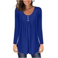 thumbnail image 1 of FAIWAD Tunique Basique pour Femmes Manches Longues Col Rond Blouse Boutonnée Décontractée Plissée Ample, 1 of 6