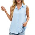 thumbnail image 2 of asjyhkr Womens Tank Tops Button down Sleeveless Summer Tops Loose Fitting Fashion T Shirts Solid Color, 2 of 9