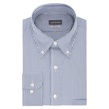 Van Heusen Men's Pinpoint Regular Fit Stripe Button Down Collar Dress Shirt
