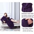 thumbnail image 3 of Women's Plush Fleece Robe with Elastic Waist Design Long Warm Solid Bathrobe Dressing Nightgown, 3 of 5