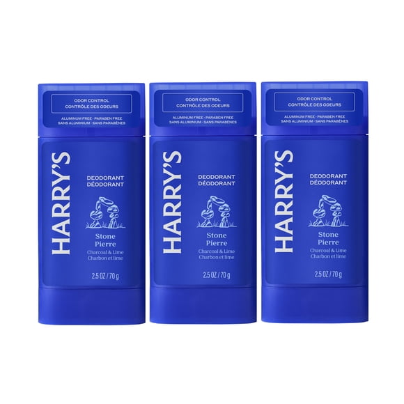 Harry's Men's Odor Control Deodorant - High-Performance Deodorant for Men - Advanced Odor Protection - Great for Daily Use - Sensitive Skin-Friendly - Stone Scent - 2.5 oz - 3 Count