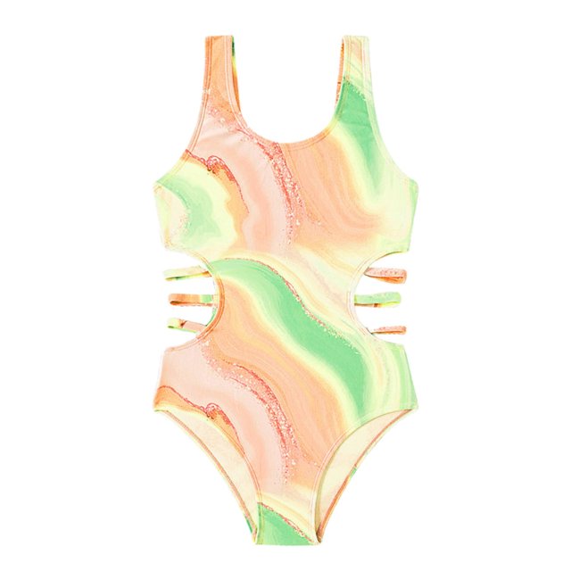 MIASHUI Kids Girls One Piece Swimsuits Athletic Bathing Suits,Yellow,11-12 Years