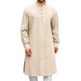 thumbnail image 2 of Wdgfv Kaftan pour Homme Robe Boutonnée à Manches Longues en Coton et Lin Thobe Décontracté Robe Musulmane Henley Chemise, 2 of 7