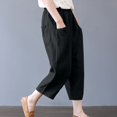 thumbnail image 3 of Mode Femmes Été Décontracté en Vrac Coton et Lin Poche Pantalon Solide Pantalons, 3 of 8