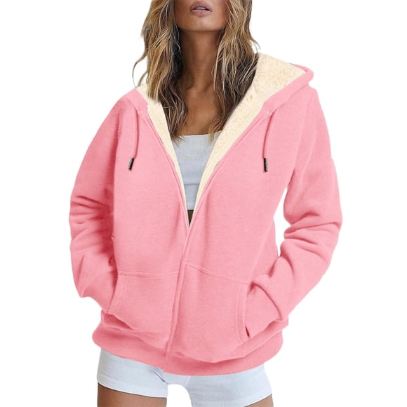 Fall Sweatshirts For Women Sevevn Womens Zip Up Hoodies Sherpa Lined Fleece Thermal Jacket Full Zip Winter Warm Casual Thick Coats Pockets