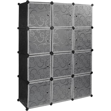 12 Cube Bedroom Armoire Wardrobe Closet, Clothes Closet Modular Organizer Storage Shelving Cabinet
