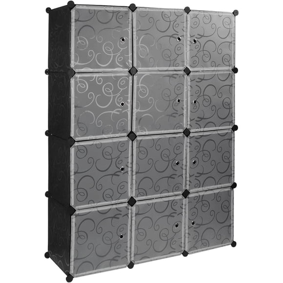 12 Cube Bedroom Armoire Wardrobe Closet, Clothes Closet Modular Organizer Storage Shelving Cabinet