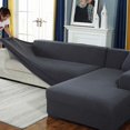 thumbnail image 1 of Stretch durable L-shaped sofa cover for 1 2 3 4-seaters (dark grey, L-shape: 4-seaters + 3-seaters), 1 of 6