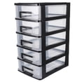 thumbnail image 1 of Multifunctional Five-layer Storage Cabinet Plastic Drawer Type Closet Portable Dustproof Storage Case Organizer Sundries Holder (Black and Transparent), 1 of 6