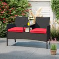 thumbnail image 4 of Gymax Patio Loveseat w/ Built-in Table Soft Cushions & Tempered Glass Tabletop Outdoor, 4 of 10