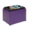 thumbnail image 4 of Designs4Comfort Pouf de Rangement d'Appoint en Similicuir Violet, 4 of 8