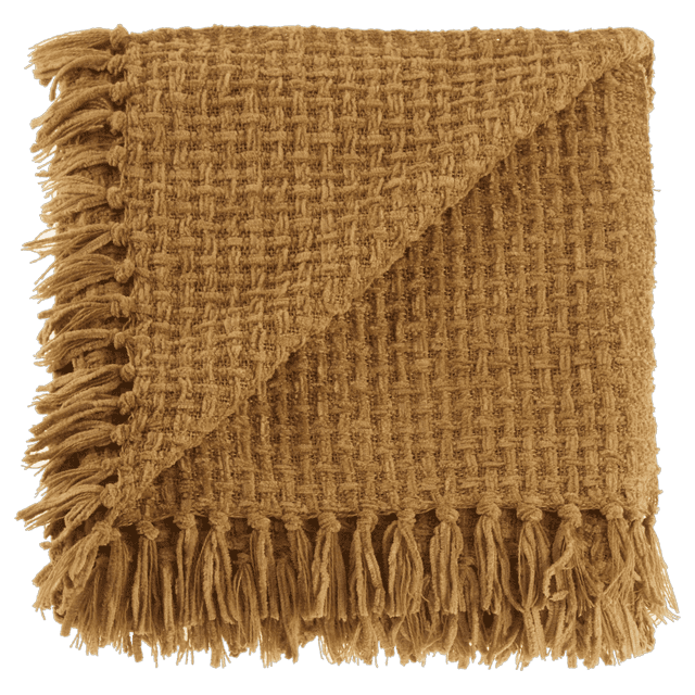 Bouclair Ochre Basic Chenille Knit Throw 50x60 in (127x152 cm)