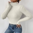 thumbnail image 4 of IROINID Women's Turtleneck Pullover Sweater Solid Color Loose Short Length Long Sleeve Sweater, 4 of 8