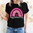 thumbnail image 1 of Meichang Hauts pour Femmes Tendance T-Shirt de la Saint-Valentin Hauts Mignons Imprimé Cœur Hauts de Fête Manches Courtes Décontracté Col Rond Chandail T-Shirts Blouses, 1 of 5