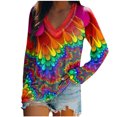 thumbnail image 1 of Fridja Women Fashion Loose V-Neck Printed Long Sleeve Top, 1 of 9