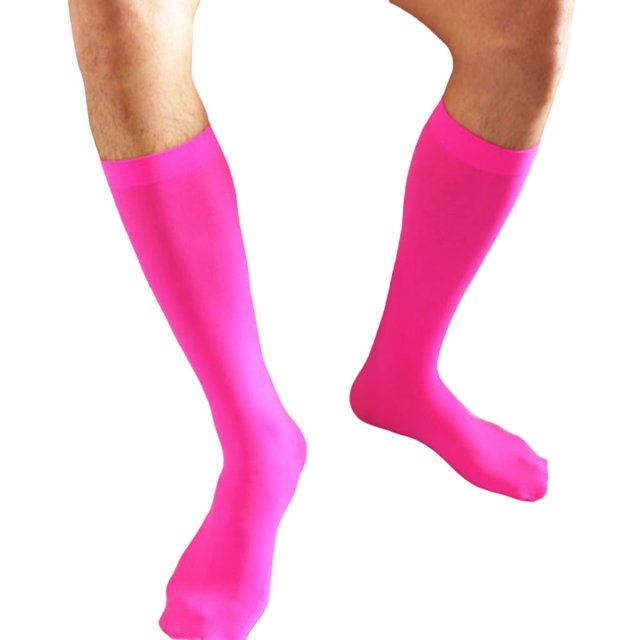 MesaSe 1 Pair Candy Color Anti-slip Smooth Men Socks Knee High Invisible Seamless Tube Socks