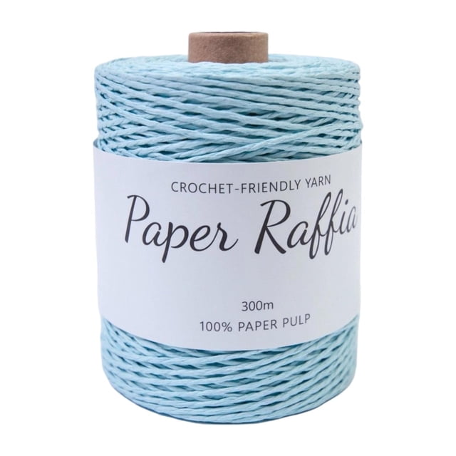 Abbracc Raffia Paper Ribbon Paper Rope Round Twine String 300M/328 Yards Yarn Thread Raffia Ribbon for Crocheting Bags Nesting Basket Light Blue