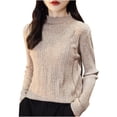 thumbnail image 3 of Sentmoon Chandail Tricoté à Col Rond à Manches Longues Cardigans Surdimensionnés pour Femmes Couleur Unie Chaud Ample Veste Tricotée d'Automne pour Femmes Mode d'Hiver pour Tenue de Brunch de Fin de Semaine Brun TG, 3 of 4