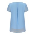 thumbnail image 3 of Birdeem T-Shirt à Manches Courtes en Chiffon Uni Décontracté Col en V pour Femmes, 3 of 5