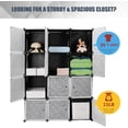 thumbnail image 3 of Multi-Use Portable Closet Shelves, 12 Cube DIY Wardrobe Closet Organizer, Plastic Storage Cabinet Bookcase Space Saving & Sturdy Construction, Black, 3 of 7
